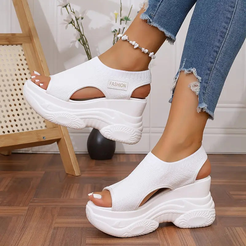 Women'S Fashion High Heels - Thick Sole Slip-On Sandals