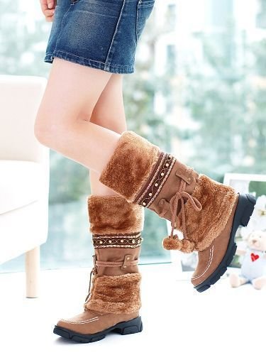 Thick High-Heeled Snow Boots