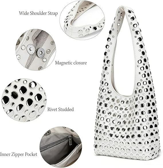 Studded Shoulder Hobo Bag