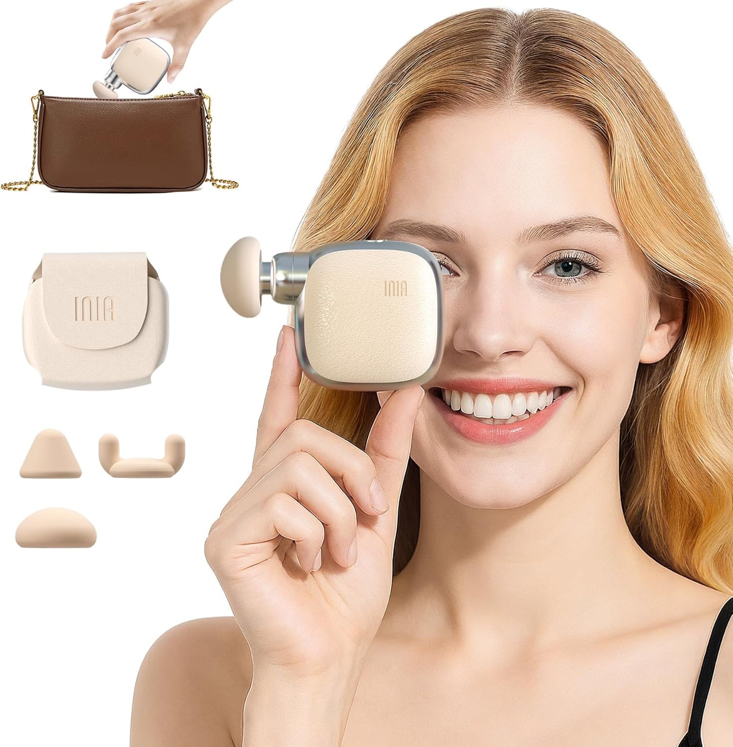 Portable Deep Tissue Massager Gun with  3 Heads & Leather Case