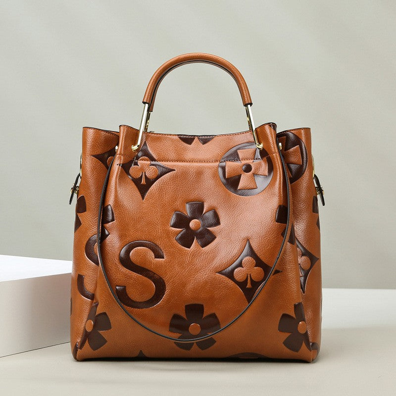 Stylish and Casual Large-capacity Embossed Shoulder Bag