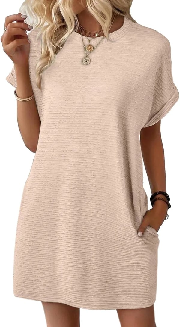 New Women's Lightweight Summer Short Sleeve Dress with Pockets