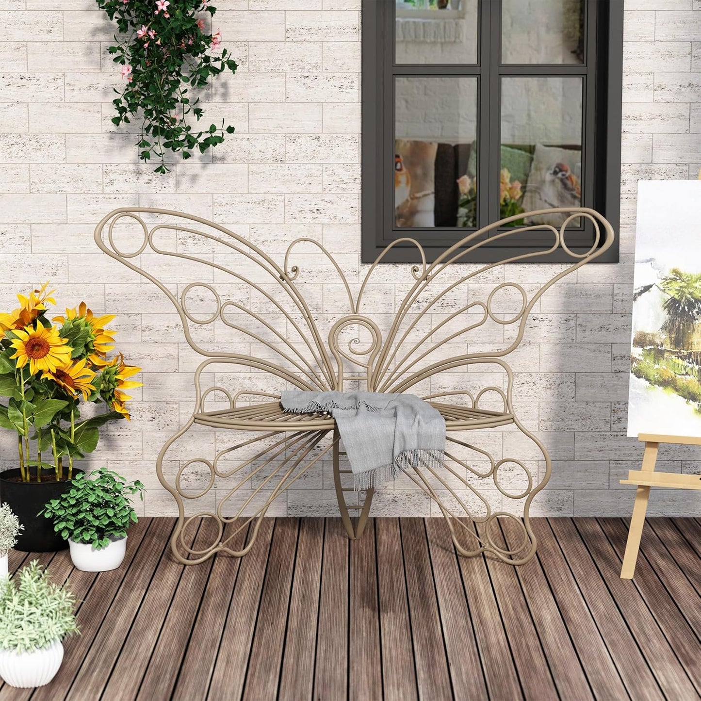 Charming Outdoor Elegance Metal Butterfly Chair