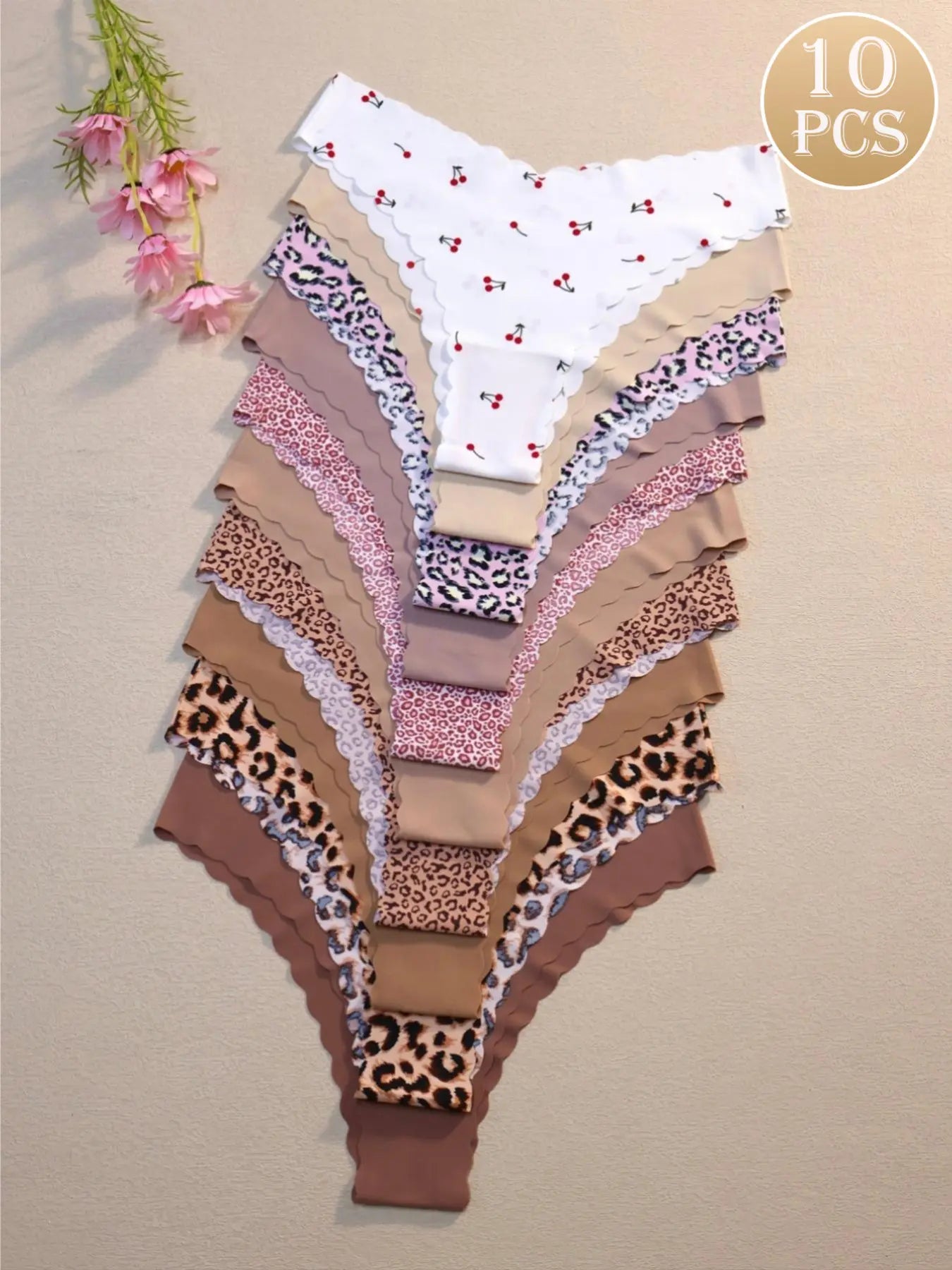 Women's Seamless Wave Design Leopard Underwear Set