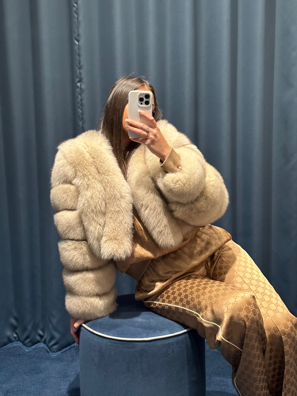 Cropped Fox Fur Coat