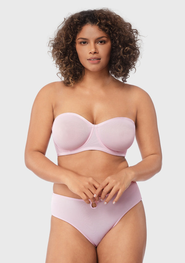 Sheer Mesh Unlined Underwire Strapless Balconette Bra