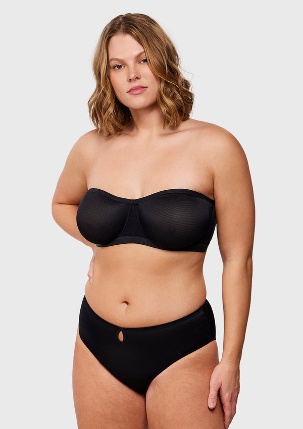 Sheer Mesh Unlined Underwire Strapless Balconette Bra