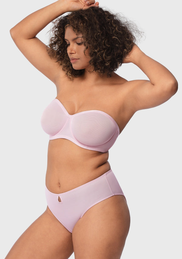 Sheer Mesh Unlined Underwire Strapless Balconette Bra