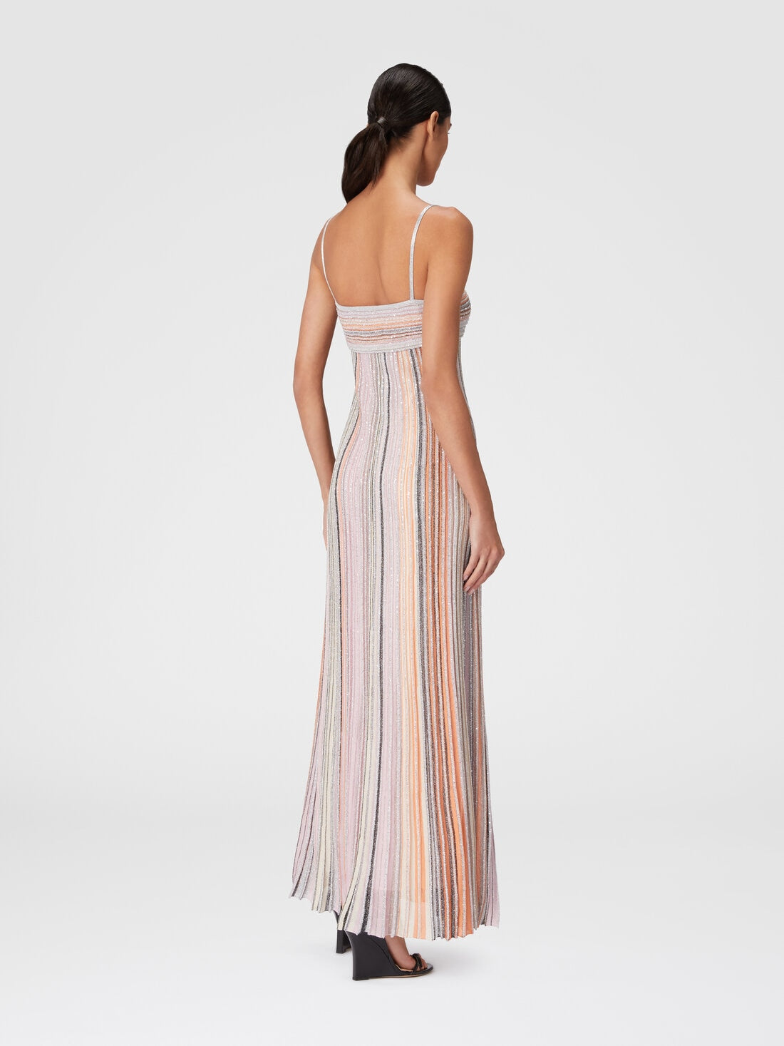 Partialized Sequinned Knit Sleeveless Maxi Dress