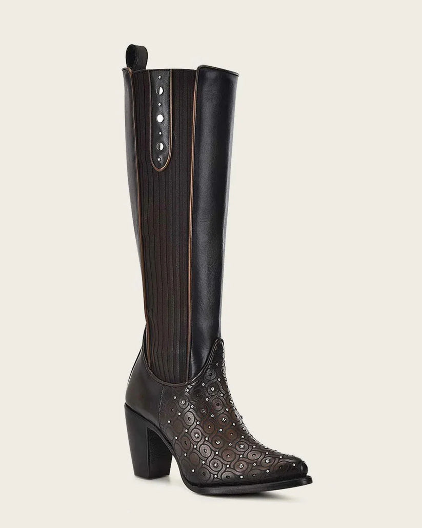 Ultra-thin breathable leather tall crystals boot