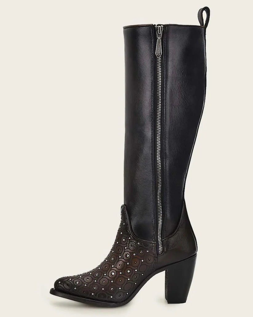 Ultra-thin breathable leather tall crystals boot
