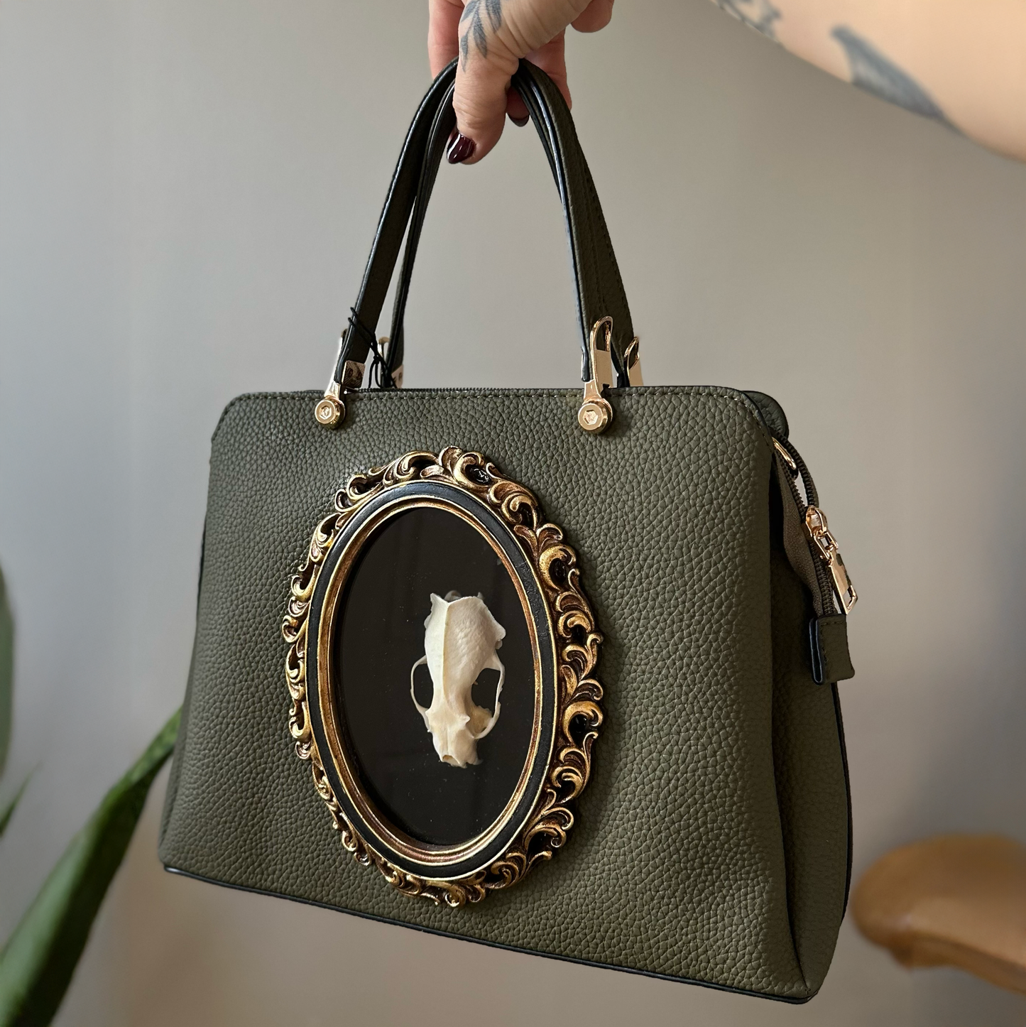 Peacock leather handbag