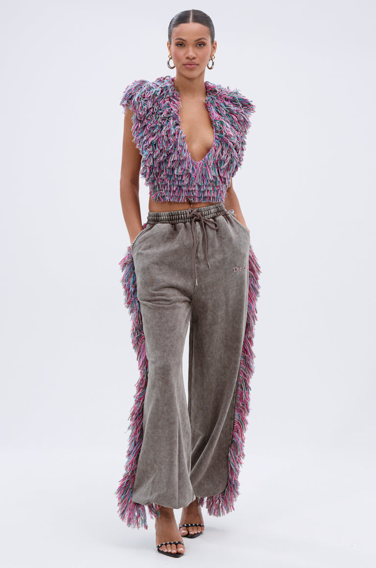 THE ONE FRINGE BLOUSE &  WIDE LEG JOGGER
