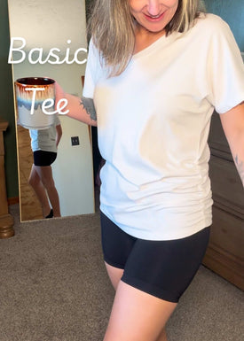 Soft V-Neck Dolman Loose Fit T-Shirt with Side Ruching