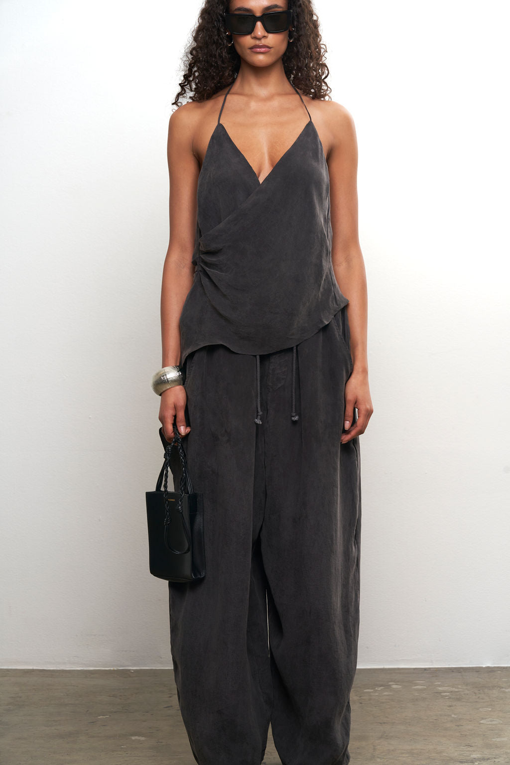 Cupro Draped Top &  Wide Leg Pant