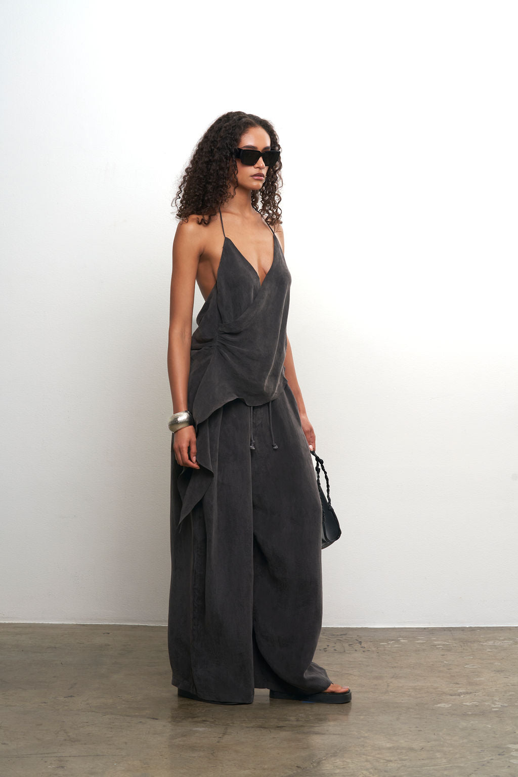 Cupro Draped Top &  Wide Leg Pant