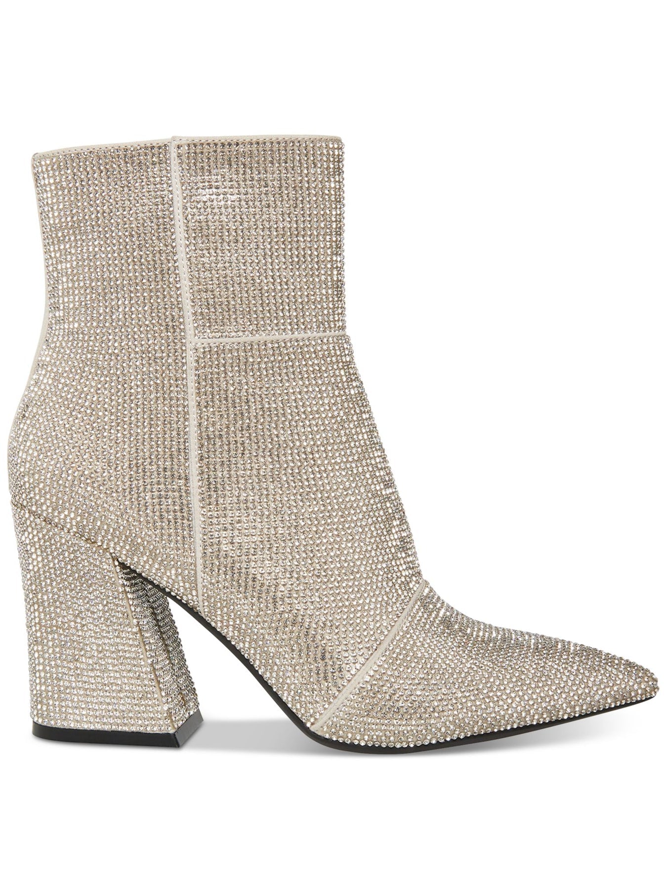 Womens Silver Rhinestone  Pointed Toe Zip-Up Boots