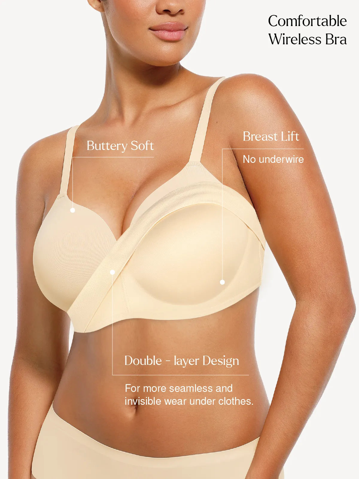 Seamless Wireless V-Neck Push-Up Bra