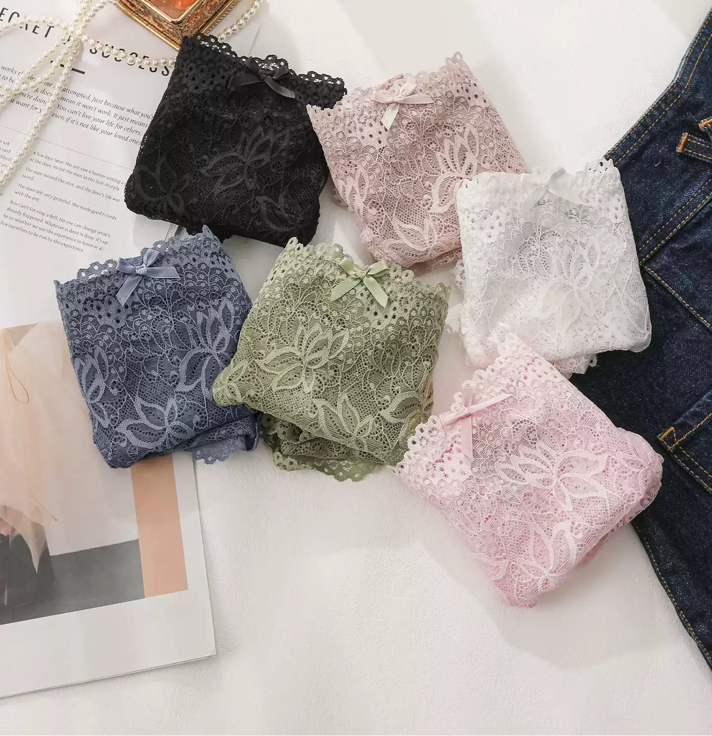 lace 7A antibacterial crotch hip-hugging fit seamless cotton panties