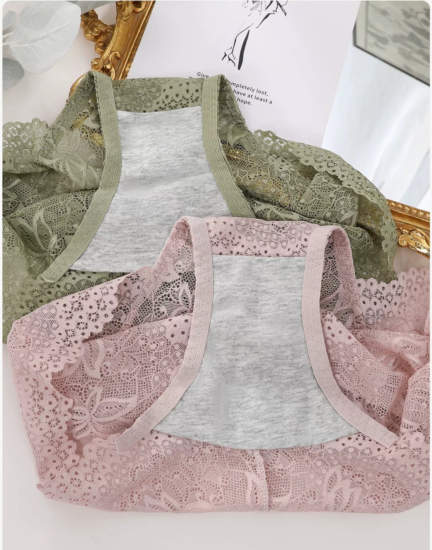 lace 7A antibacterial crotch hip-hugging fit seamless cotton panties