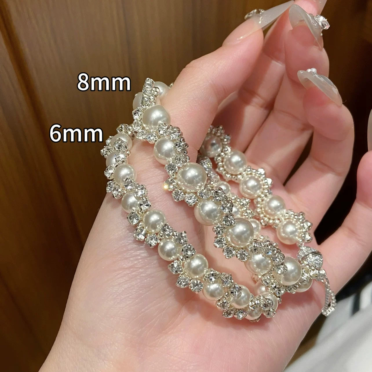 Irregular Pearl and Diamond-Accented Bracelet