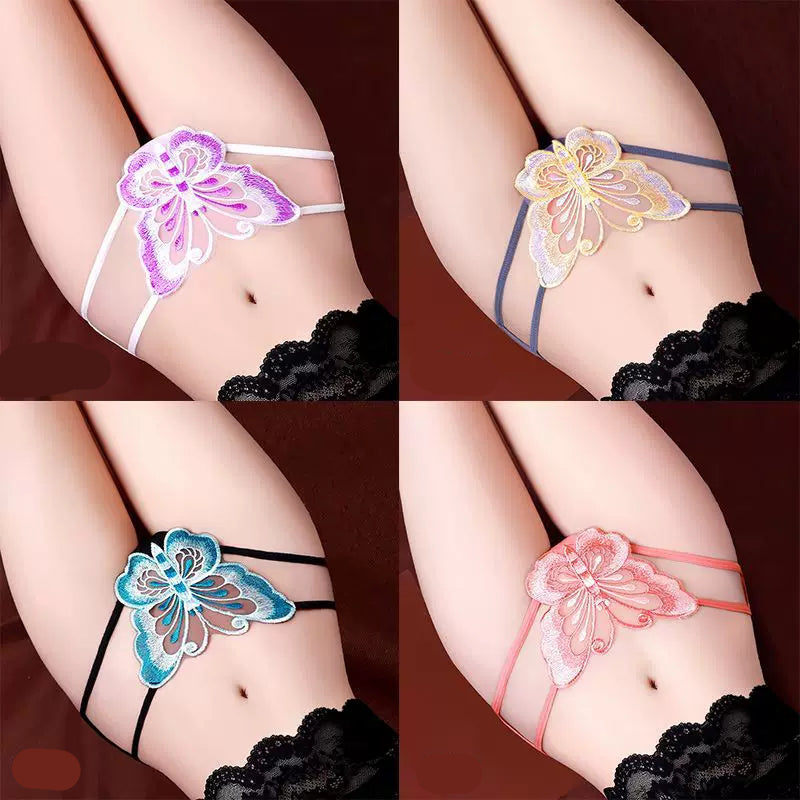 Embroidered mesh pure cotton gusset panties