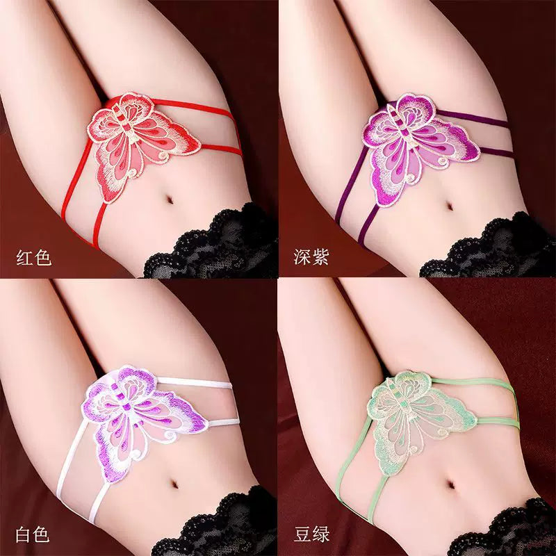 Embroidered mesh pure cotton gusset panties