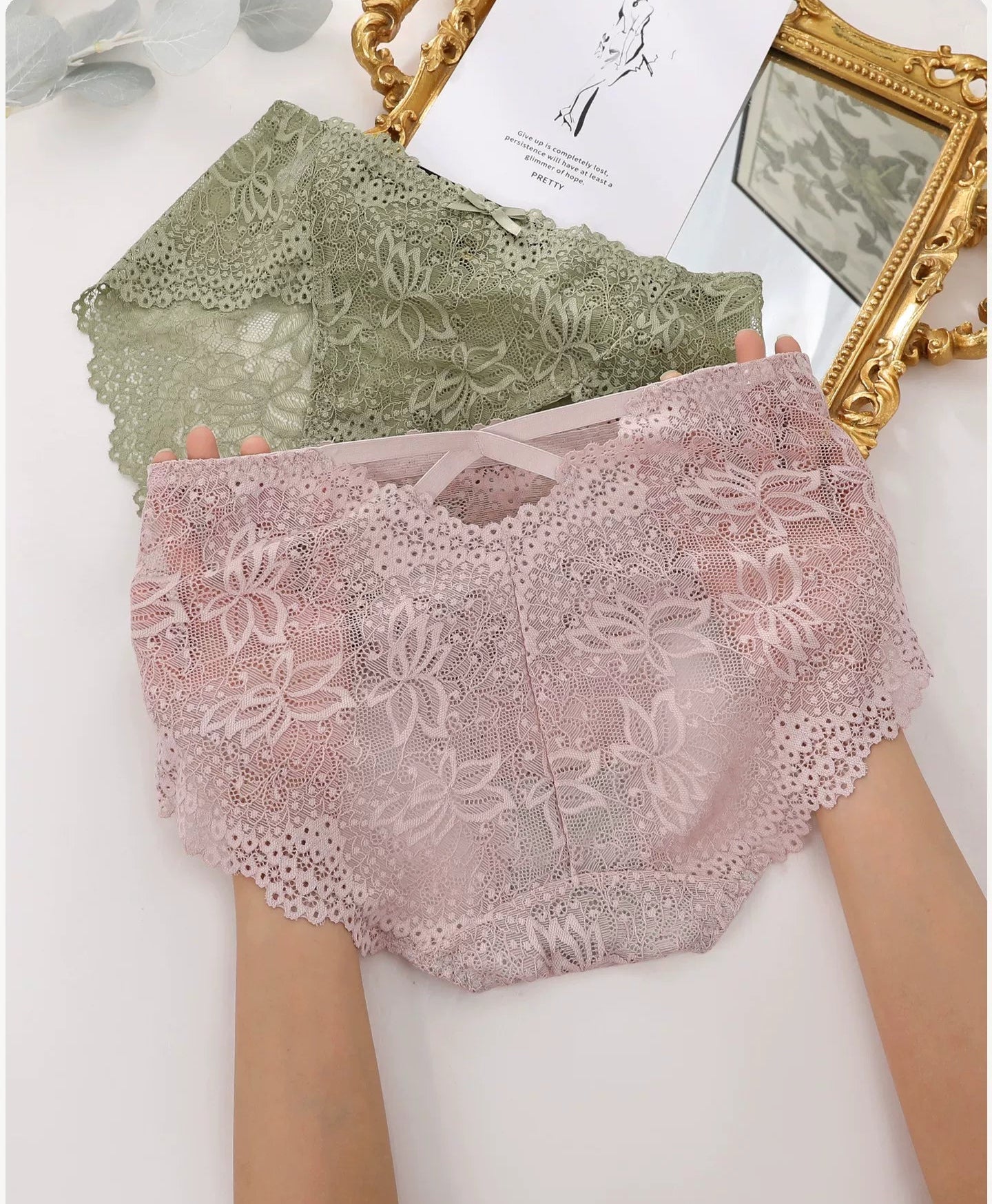 lace 7A antibacterial crotch hip-hugging fit seamless cotton panties