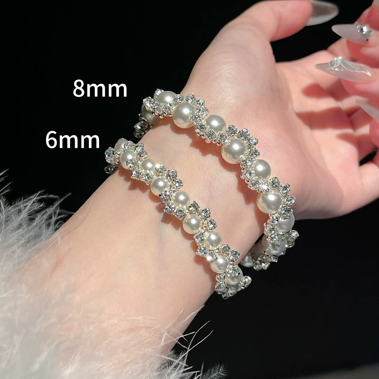 Irregular Pearl and Diamond-Accented Bracelet
