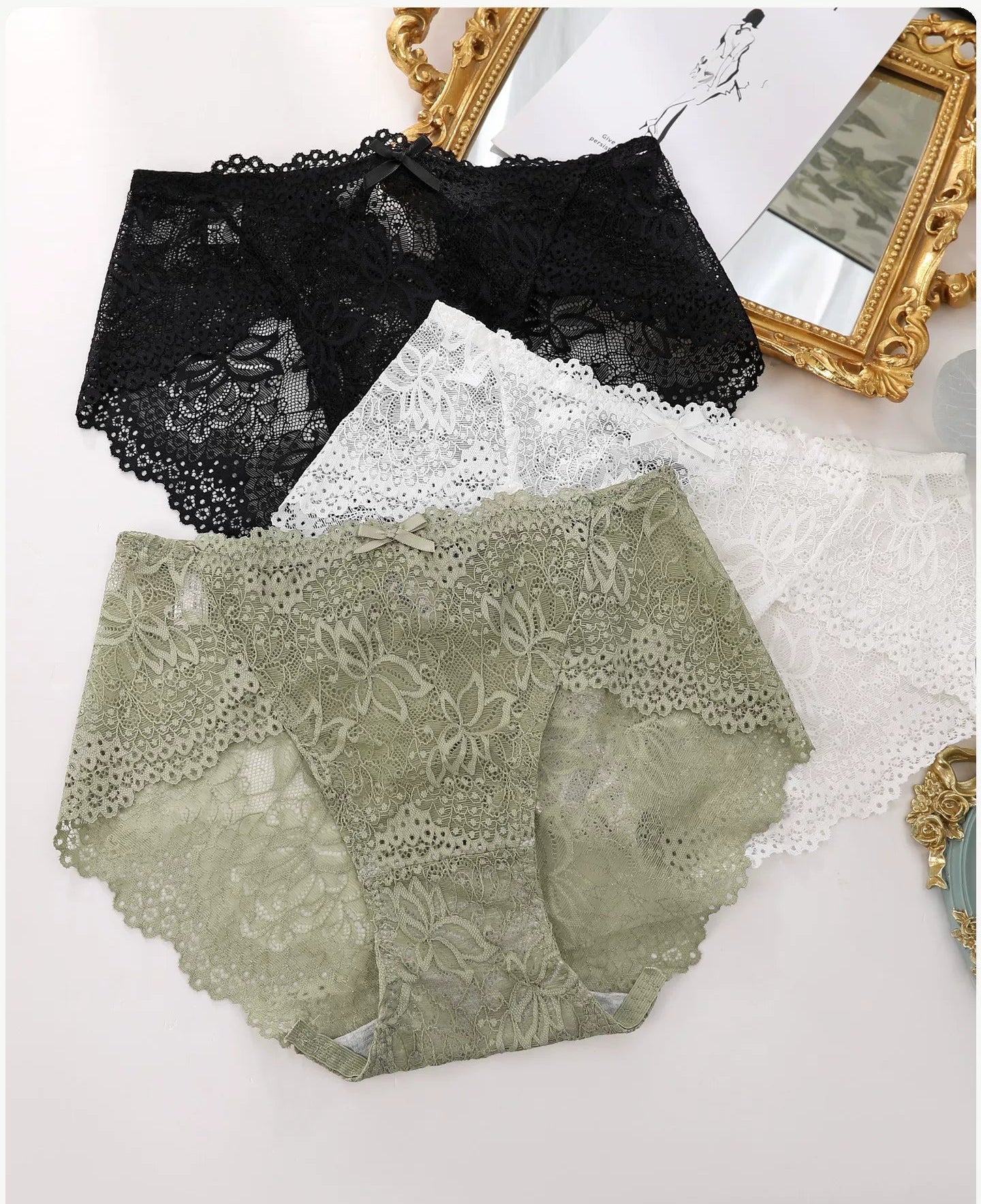 lace 7A antibacterial crotch hip-hugging fit seamless cotton panties