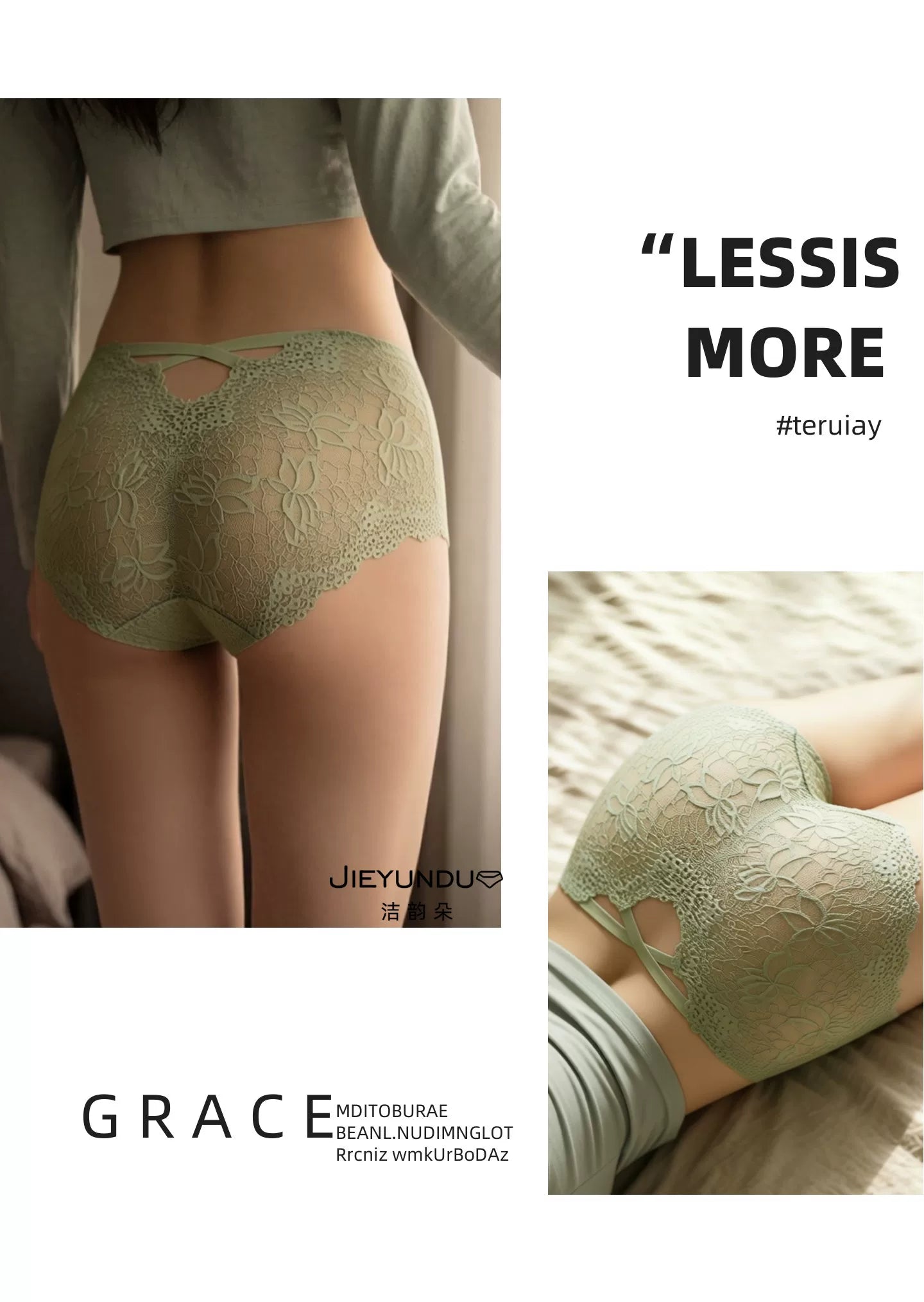 lace 7A antibacterial crotch hip-hugging fit seamless cotton panties