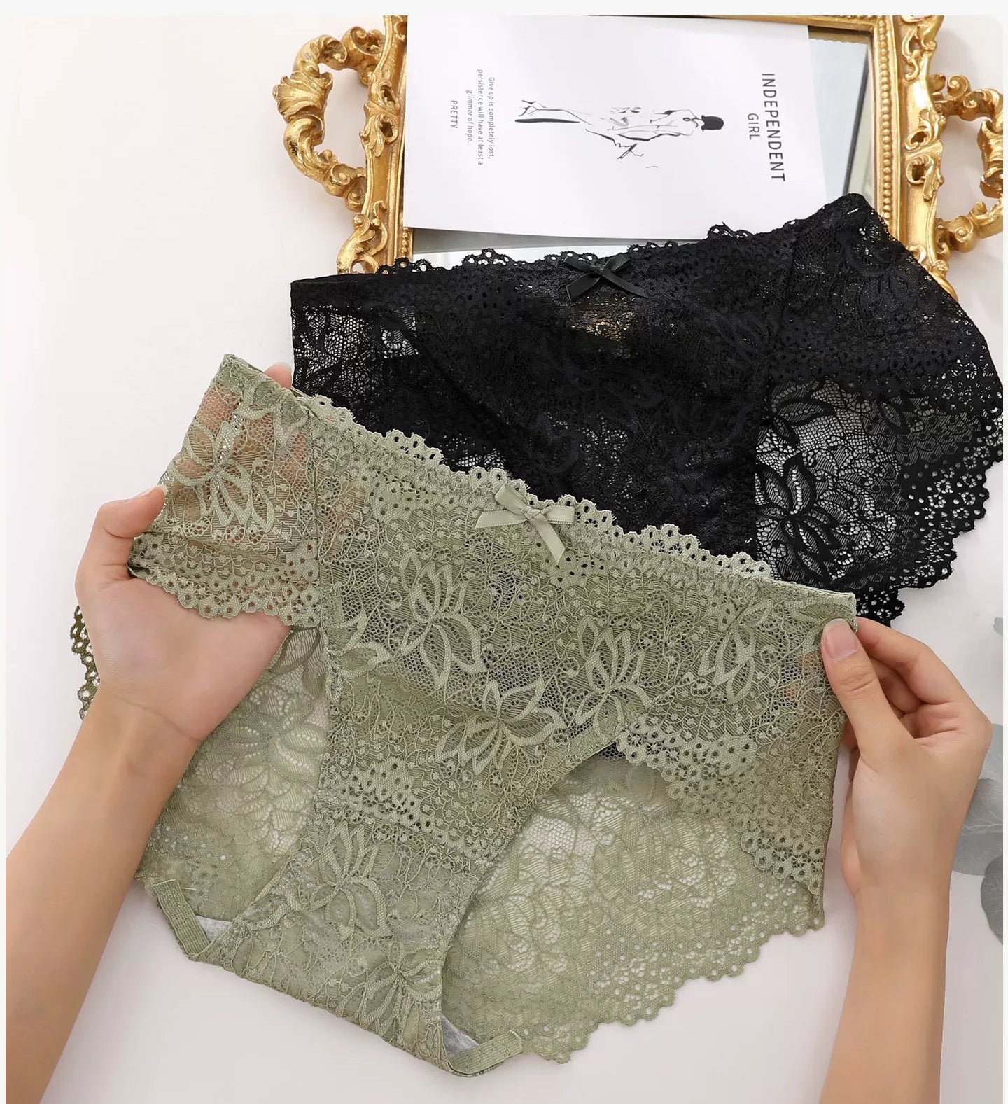 lace 7A antibacterial crotch hip-hugging fit seamless cotton panties