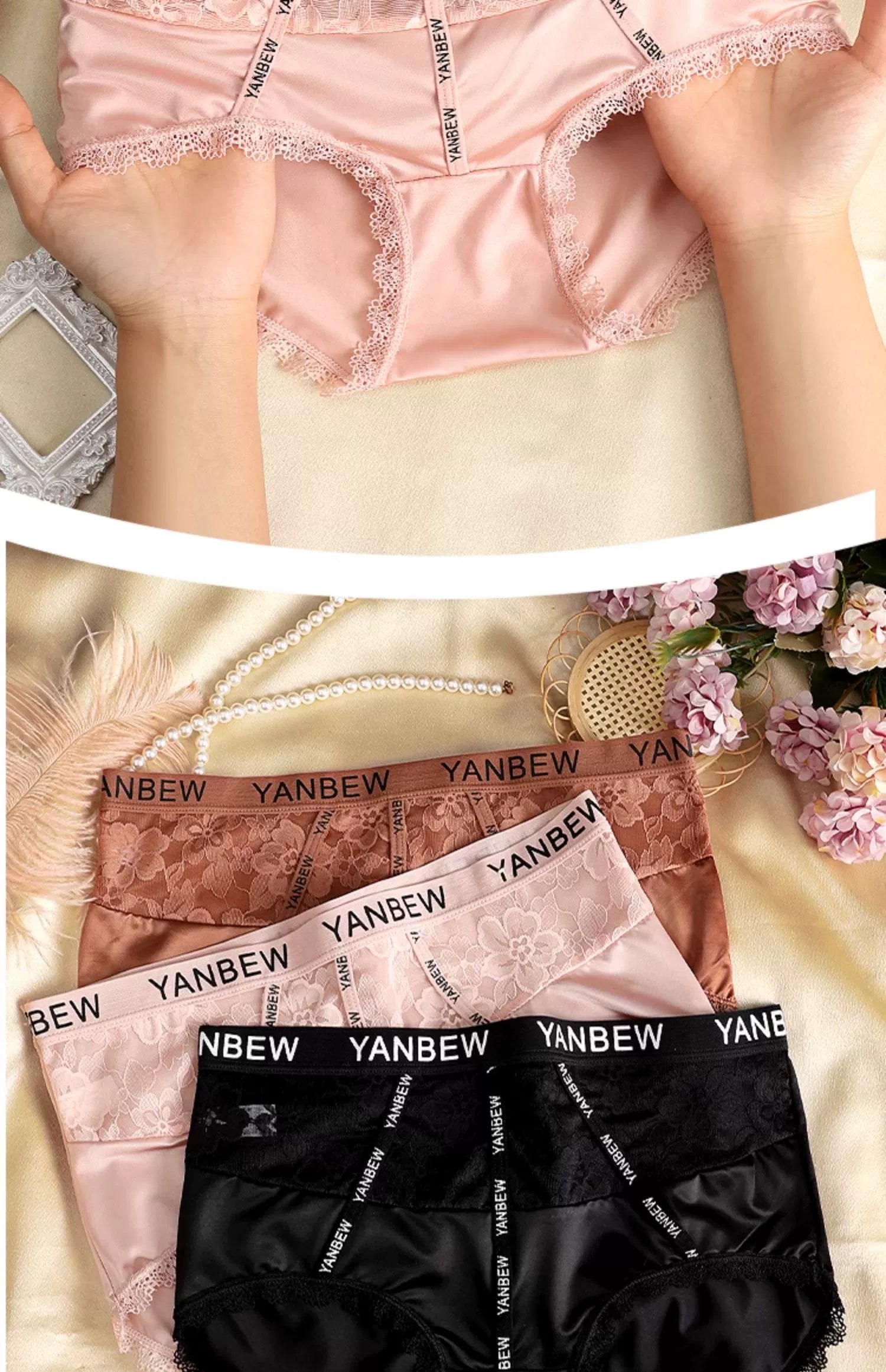 Tummy control lace cotton antibacterial underwear