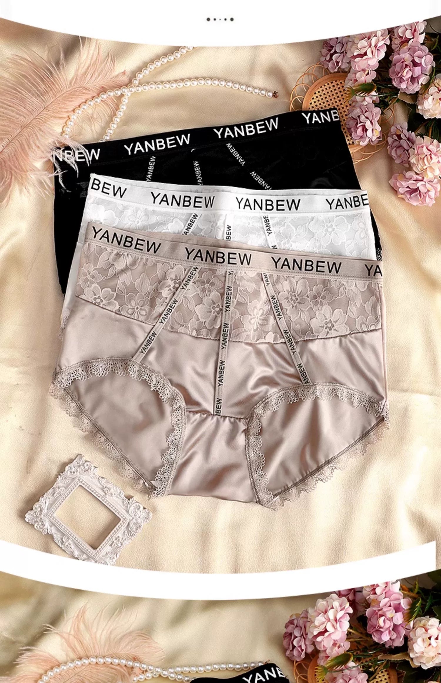 Tummy control lace cotton antibacterial underwear