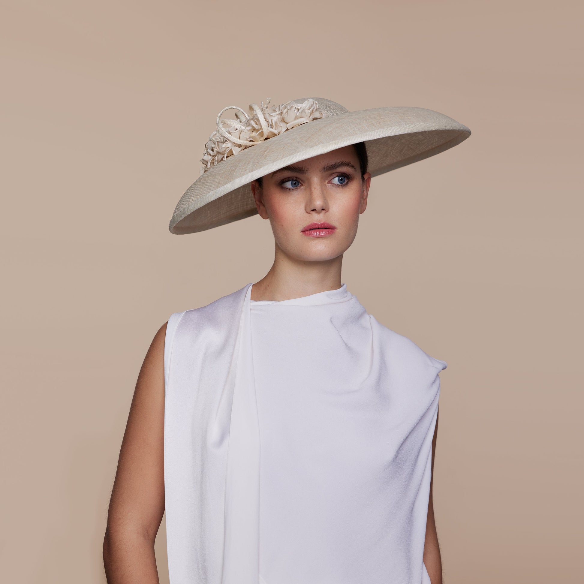 Ivory and gold bell with silk flowers and bows