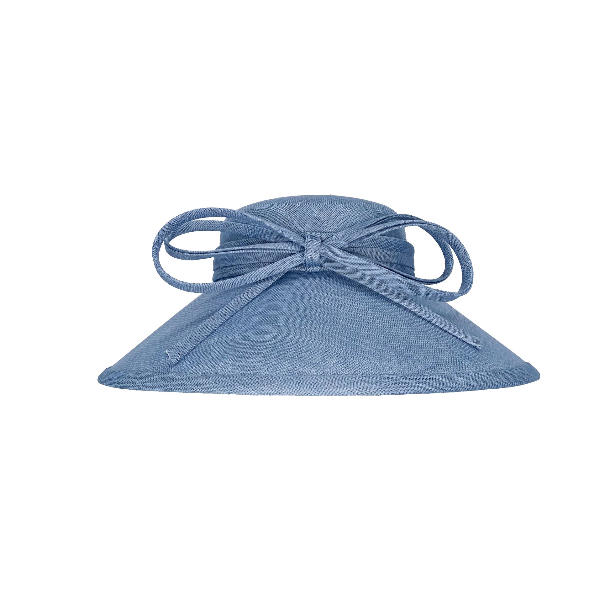 Light blue fine straw downbrim with bow
