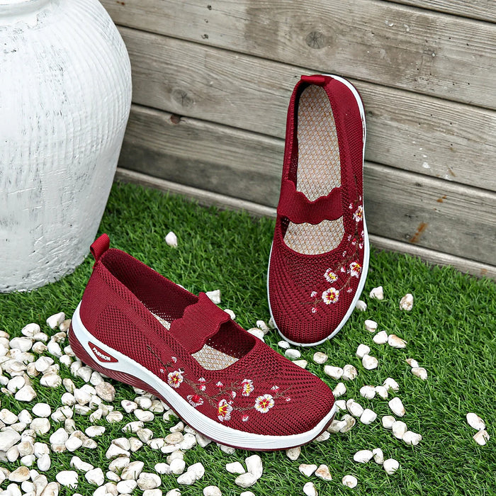 Mesh Breathable Floral Comfort Womens Sneakers