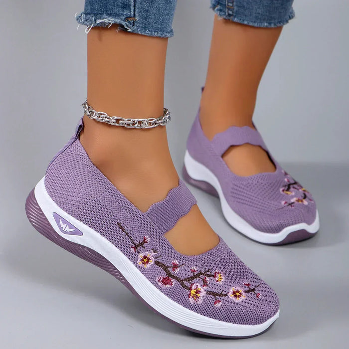 Mesh Breathable Floral Comfort Womens Sneakers