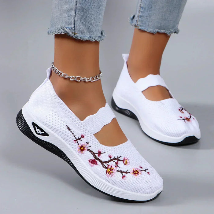 Mesh Breathable Floral Comfort Womens Sneakers