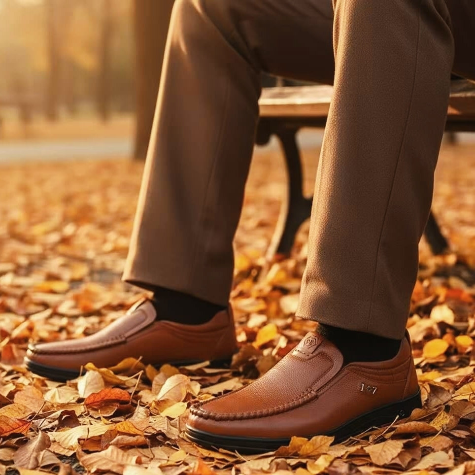 Men's Genuine Leather Soft Insole Casual Business Slip On Loafers
