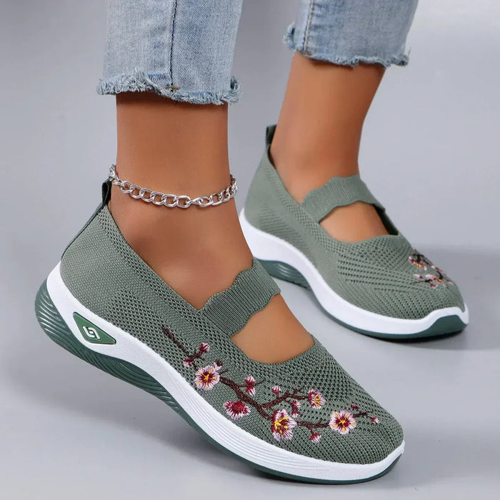 Mesh Breathable Floral Comfort Womens Sneakers