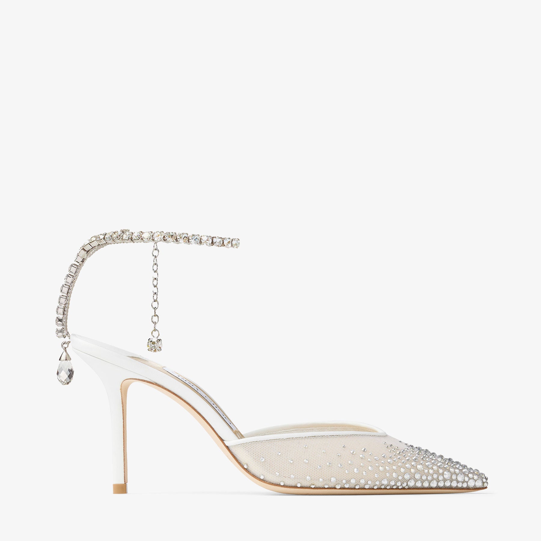 White Crystal Mesh Pumps
