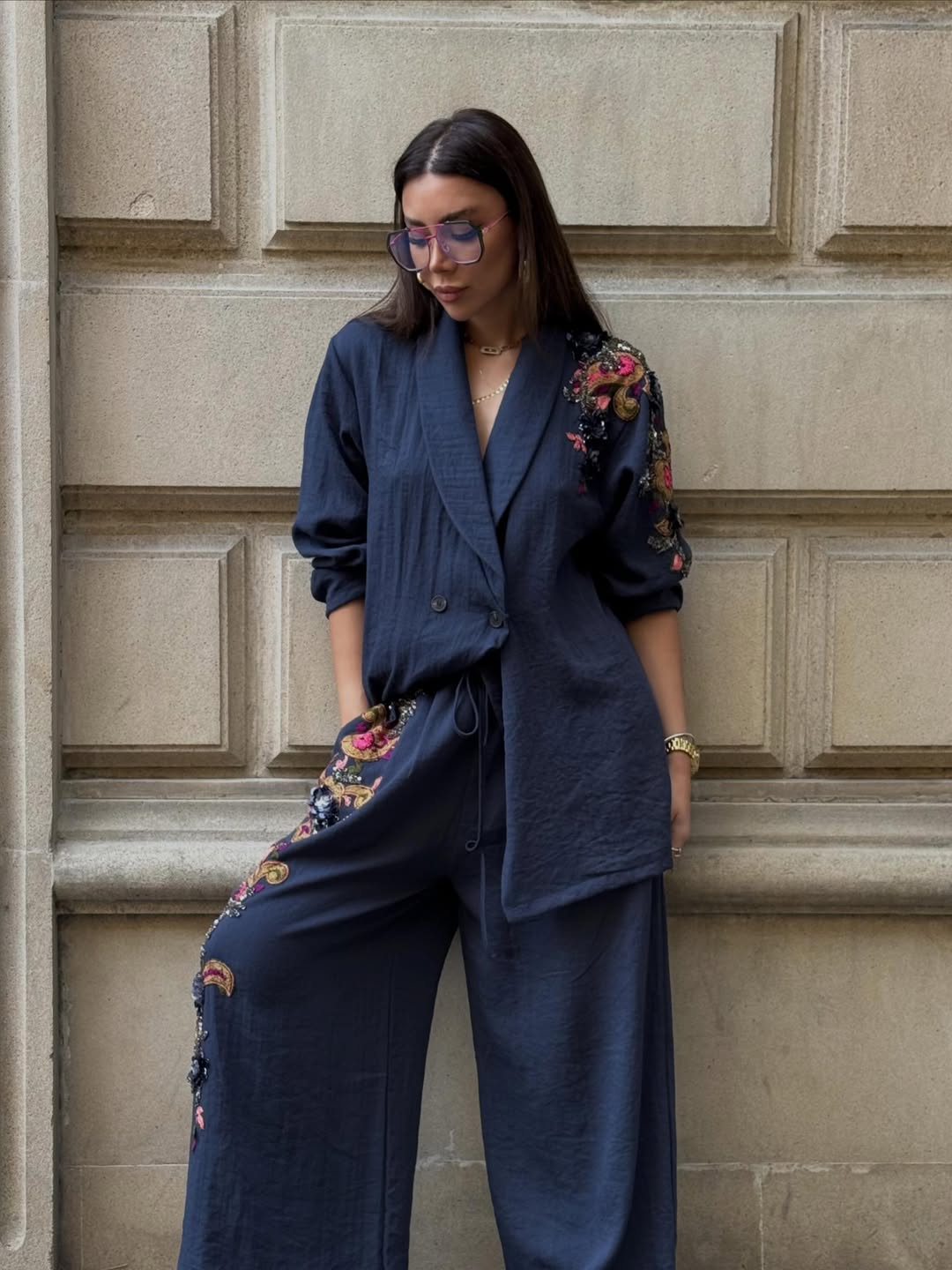 Linen casual blazer and pants set