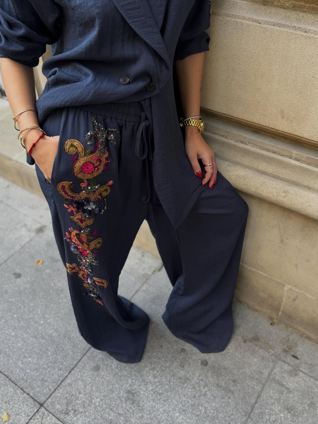 Linen casual blazer and pants set