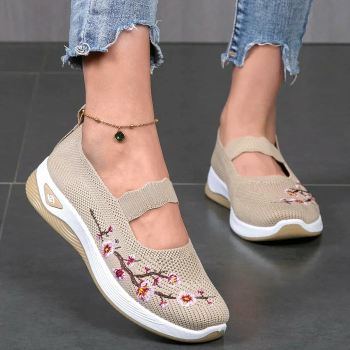 Mesh Breathable Floral Comfort Womens Sneakers