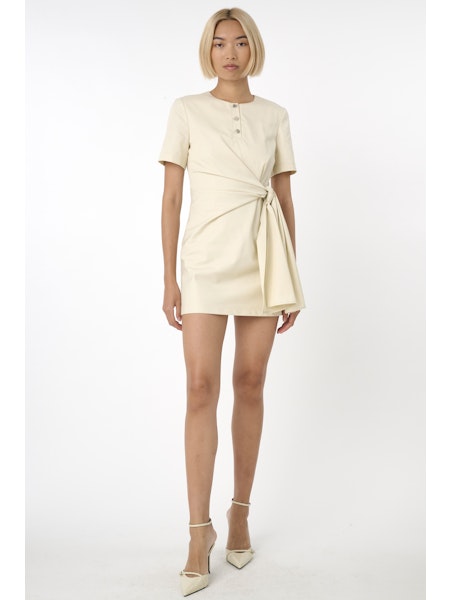 Tie Front Mini Dress in Almond *FINAL SALE*