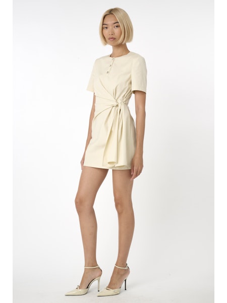Tie Front Mini Dress in Almond *FINAL SALE*