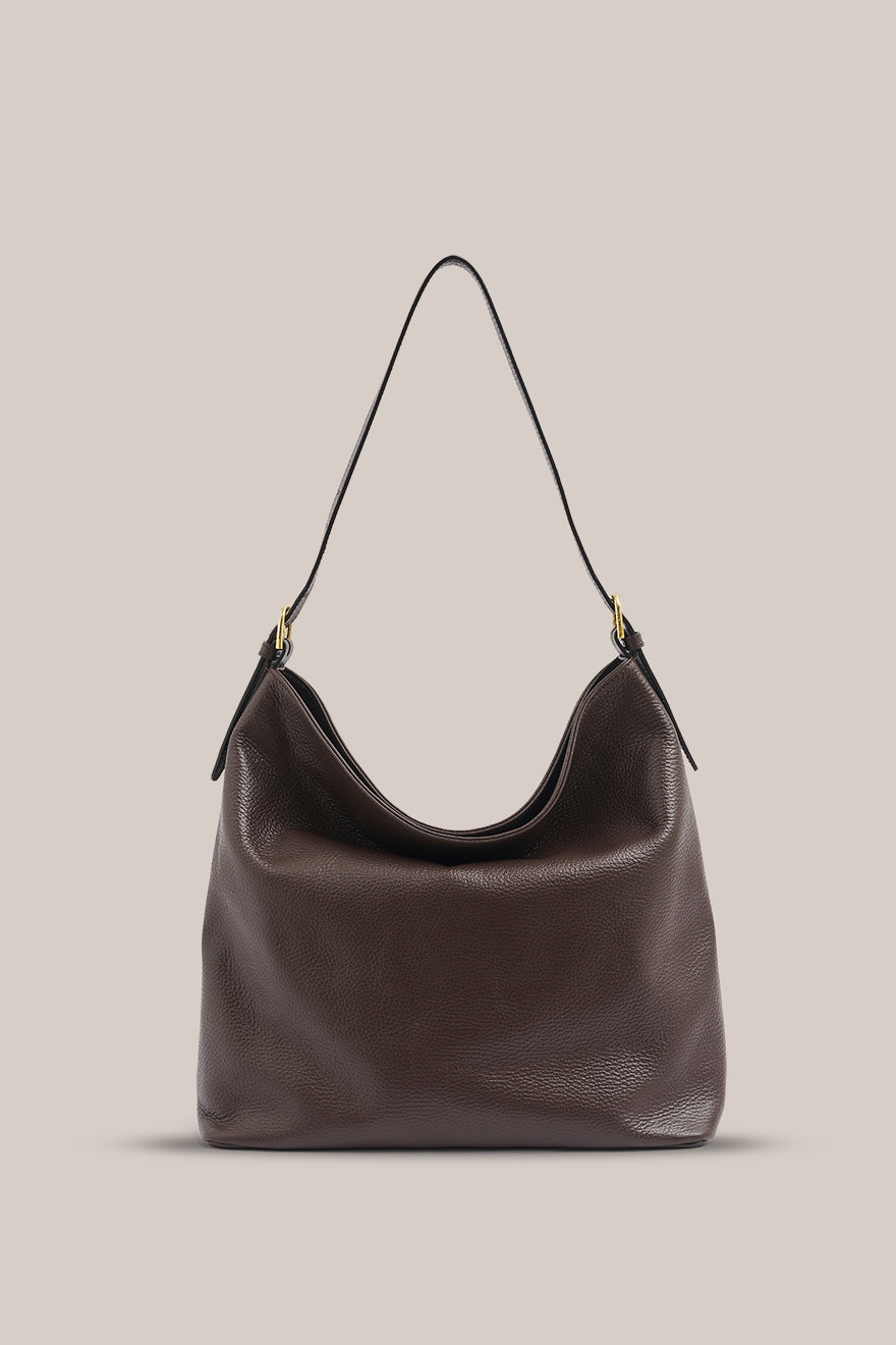 Serena Mocha Leather Hobo Bag