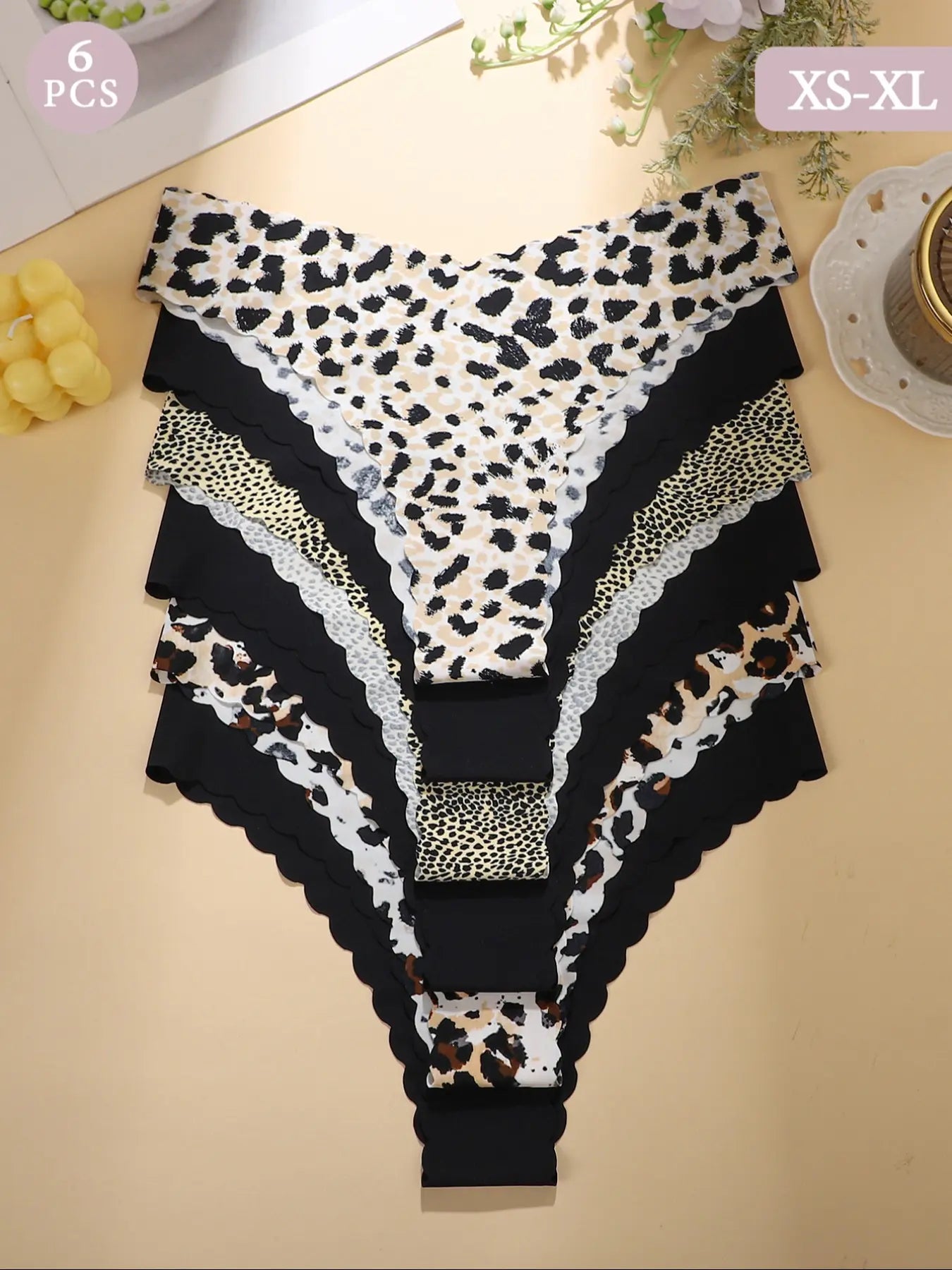 Women's Seamless Wave Design Leopard Underwear Set