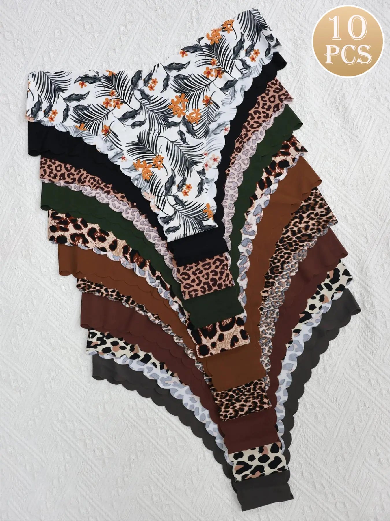 Women's Seamless Wave Design Leopard Underwear Set